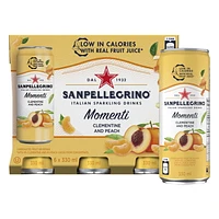 SAN PELLEGRINO MOMENTI Sparkling Water Clementine Peach – 6x330mL, 6 x 330ml Cans