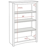 Prepac Bibliothèque standard à 4 tablettes pour bureau à domicile, blanc