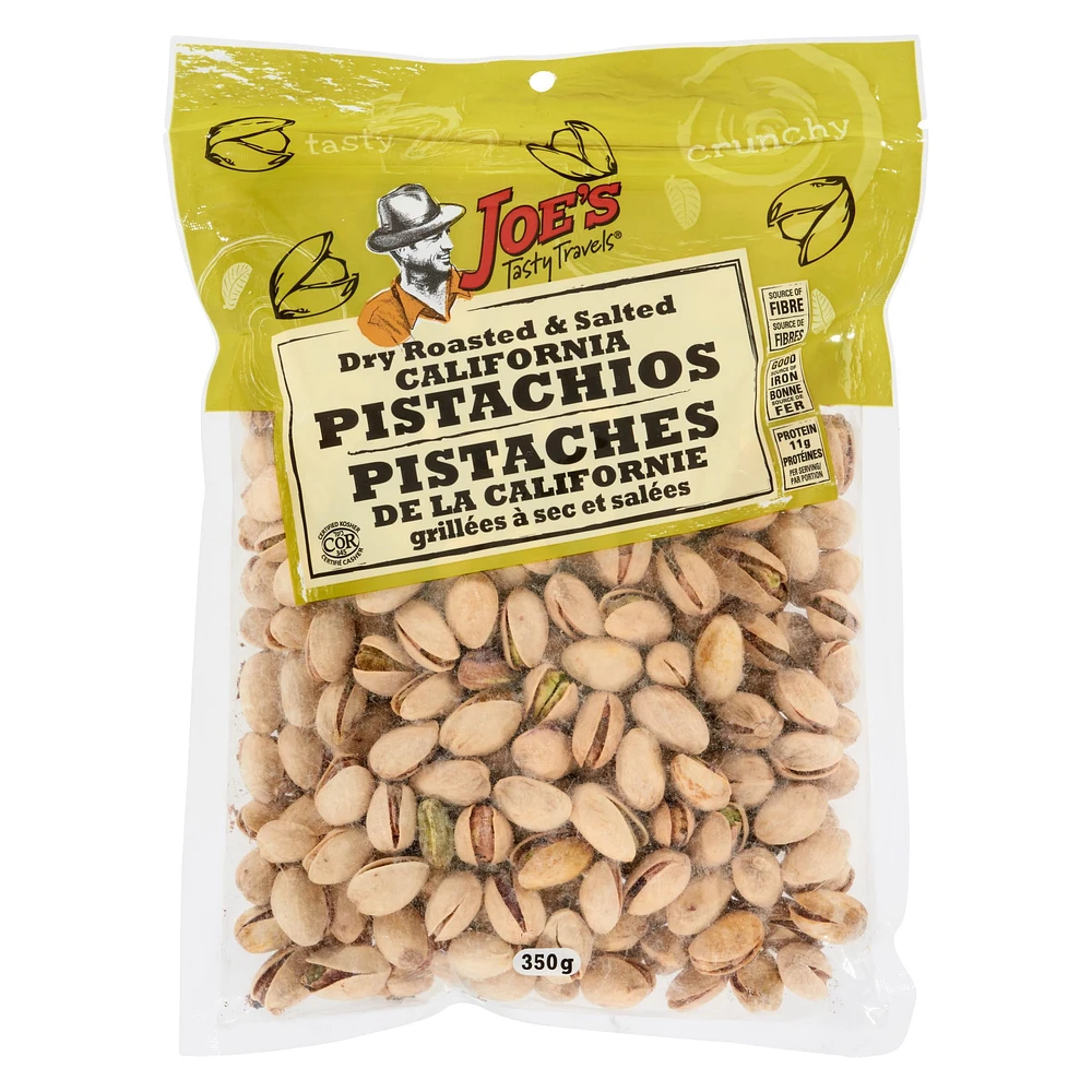 Joe's Tasty Travels Dry Roasted And Salted Calfornia Natural Pistachios