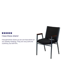 Lot de 4 pièces - Chaise empilable robuste de la série HERCULES en tissu à pois noir avec appuis-bras