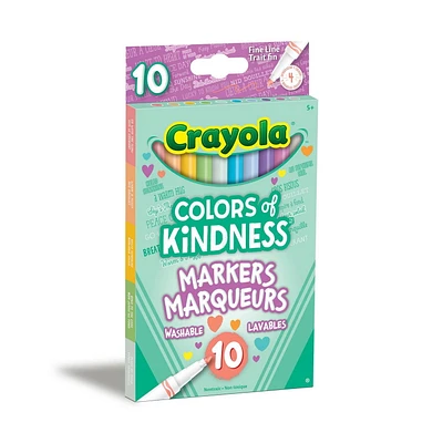 Marqueurs à trait fin Colors of Kindness, boîte de 10 Couleurs vibrantes