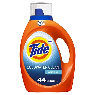 Détergent à lessive liquide Tide HE Turbo Clean en eau froide, parfum clean and fresh, 44 brassées, 1,8 L (63 oz liq.)