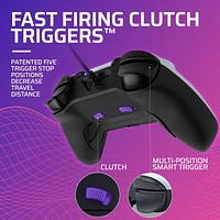 Victrix Gambit World's Fastest Licensed Xbox Controller for Xbox One, Series X|S – PC Compatible - Elite Esports Design with Custom Paddles, Swappable Pro Thumbsticks & White / Purple Faceplates