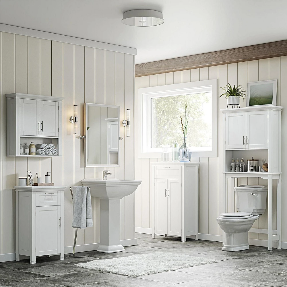 Somerset Collection Maison RiverRidge® Armoire pharmacie Spacesaver, 27,3 po. (larg) x 64,2 po. (hauteur) x 7,87 po. (prof), blanc