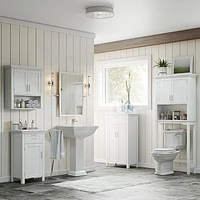 Somerset Collection Maison RiverRidge® Armoire pharmacie Spacesaver, 27,3 po. (larg) x 64,2 po. (hauteur) x 7,87 po. (prof), blanc