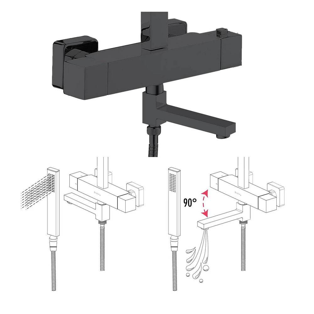 The akuaplus® Square Bathtub Spout or shower 1/2 in. female 2-way.