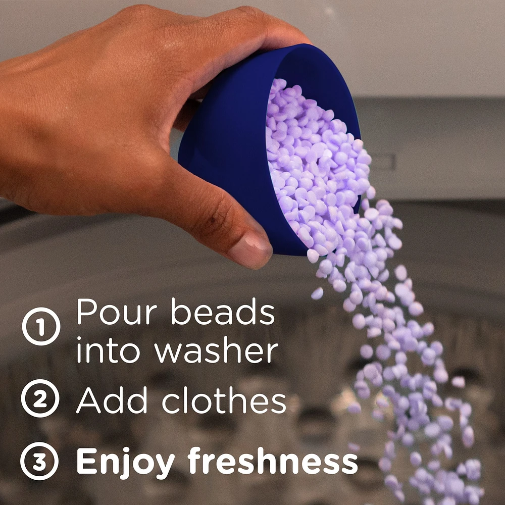 Perles rehausse-parfum pour lessive Downy Calme, perles parfumées pour la lessive, fraîcheur longue durée, parfum Lavande apaisante et gousse de vanille