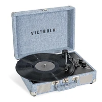 Victrola Journey+ Signature Bluetooth Suitcase Record Player - Linen Denim Blue