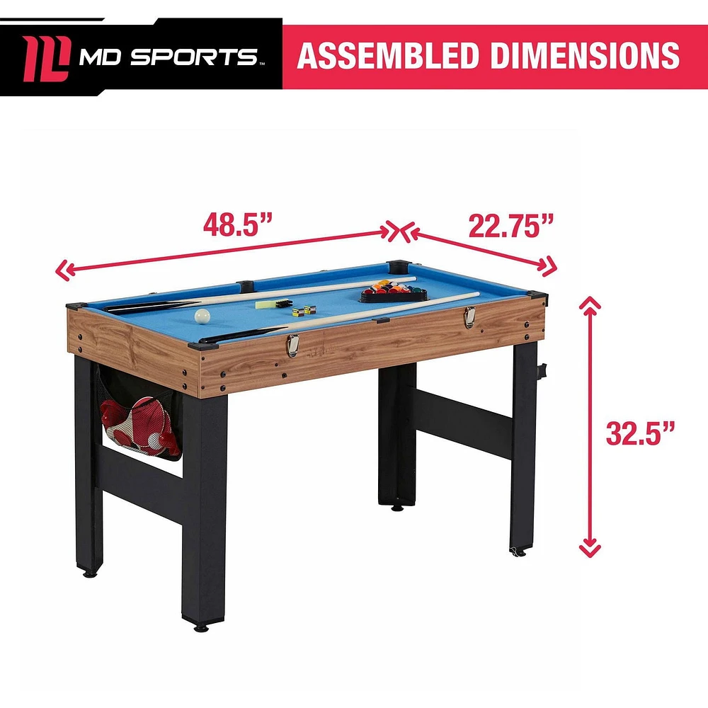 Table de jeu combinée de 48 po, billard, hockey sur slide, baby-foot, tennis de table, basket-ball, table multi-jeux par MD Sports