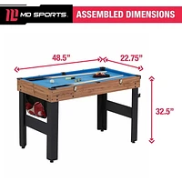 Table de jeu combinée de 48 po, billard, hockey sur slide, baby-foot, tennis de table, basket-ball, table multi-jeux par MD Sports