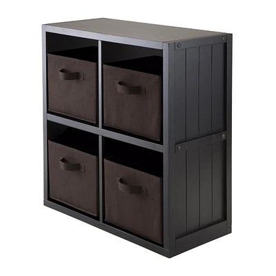 5-PC Timothy 2 x 2 étagère avec paniers en tissu 4 de chocolat, produit 20452