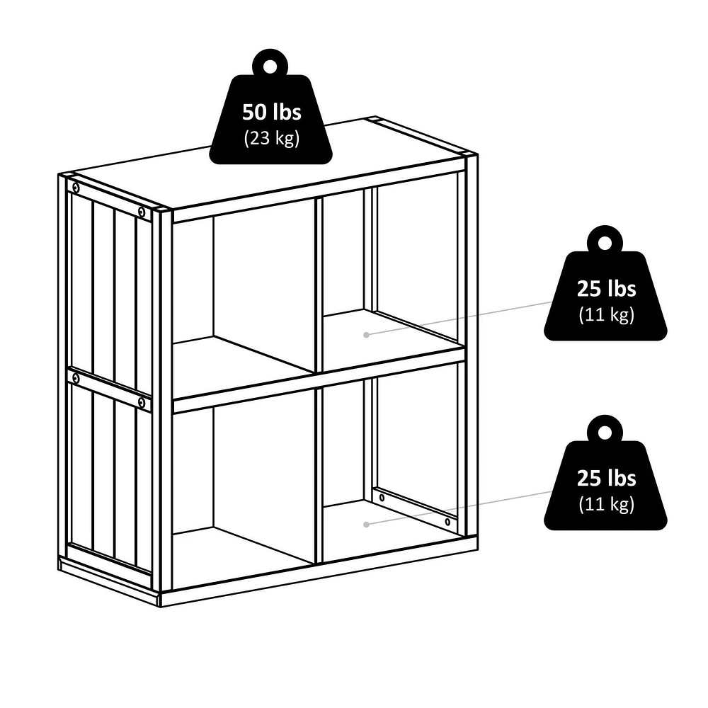 5-PC Timothy 2 x 2 shelf with 4 Chocolate Fabric Baskets, item 20452