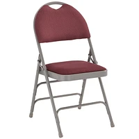 2 Pk. HERCULES Series Ultra-Premium Triple Braced Burgundy Fabric Metal Folding Chair with Easy-Carry Handle