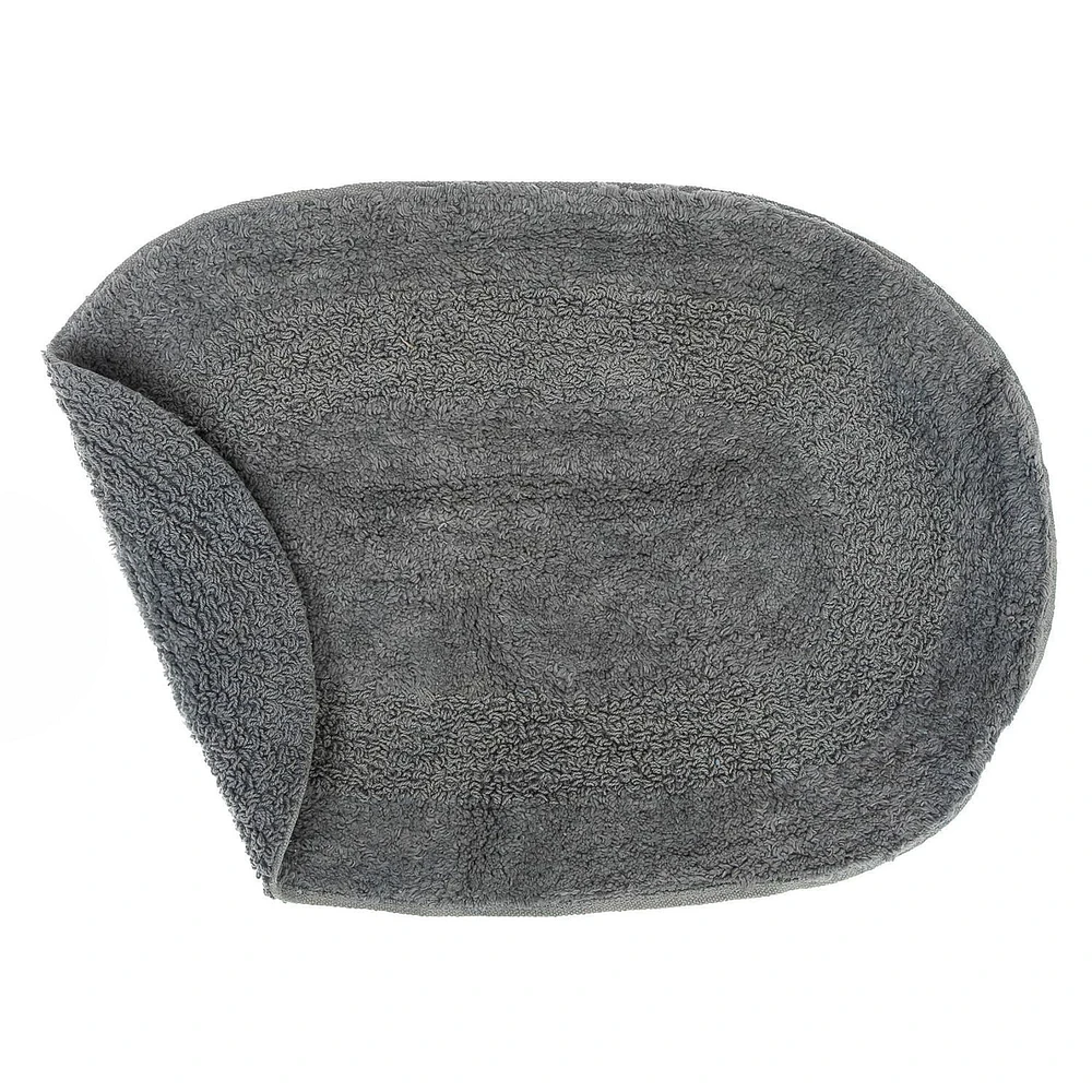 Reversible Cotton Ovale Couleur Solide Tapis De Bain (16 X 24) (Gray) - Set of 2