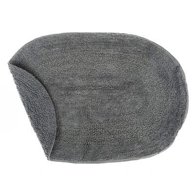Reversible Cotton Ovale Couleur Solide Tapis De Bain (16 X 24) (Gray) - Set of 2