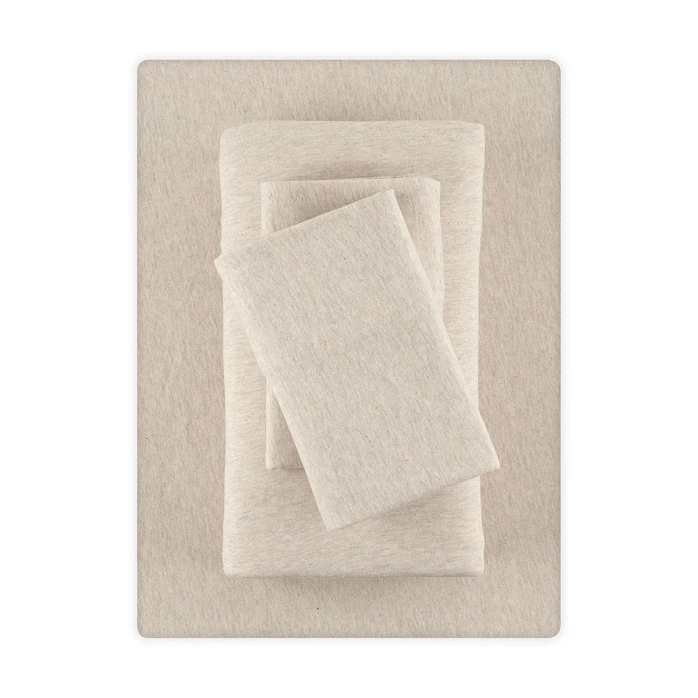 Parure de lit en jersey extra doux pour adulte Mainstays, Twin-XL, flocons d'avoine, 3 pièces