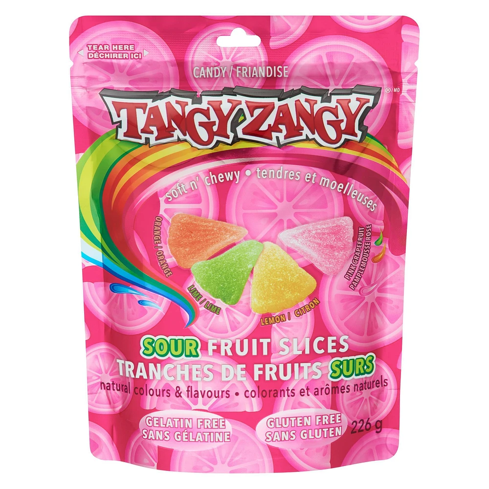 Tangy Zangy Soft n' Chewy Sour Fruit Slices Orange, Lime, Lemon, Pink Grapefruit