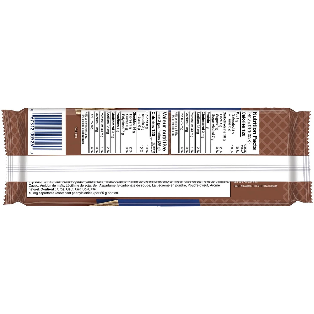 Gaufrettes au chocolat sans sucre ajouté de VOORTMAN 250 g