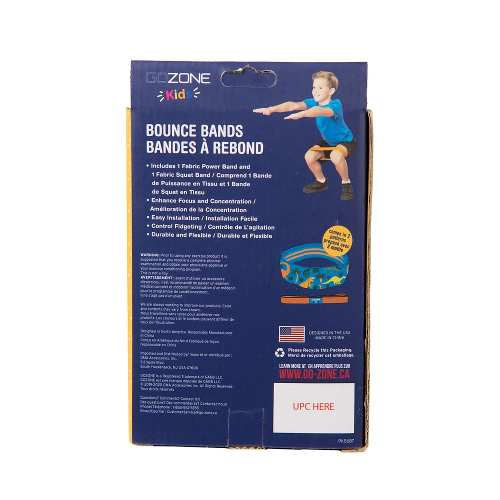 Bandes de rebond imprimées avec dinosaures lumière de Noël GoZone Kids – Bleu/orange