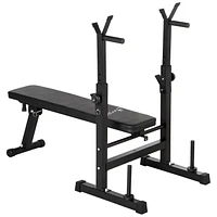 Soozier Adjustable Weight Bench Foldable with Barbell Rack and Dip Station