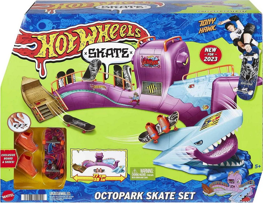 Hot Wheels Skate Octopark Playset, With Exclusive Fingerboard and Skate Shoes
