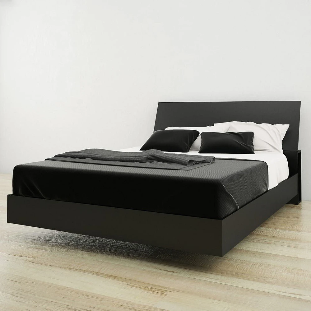 Nexera Corbo Platform Bed and Headboard, Black