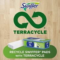 Swiffer Balayer + laver grand format, recharge de coussins humidifiés, nettoyant pour planchers, linges nettoyants, parfum frais 12 unités