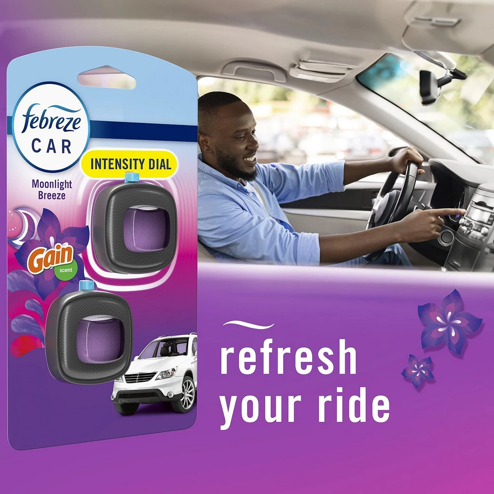 Febreze Car Air Freshener, Odor-Fighting Automotive Vent Clip, Gain Moonlight Breeze Scent, 4ML