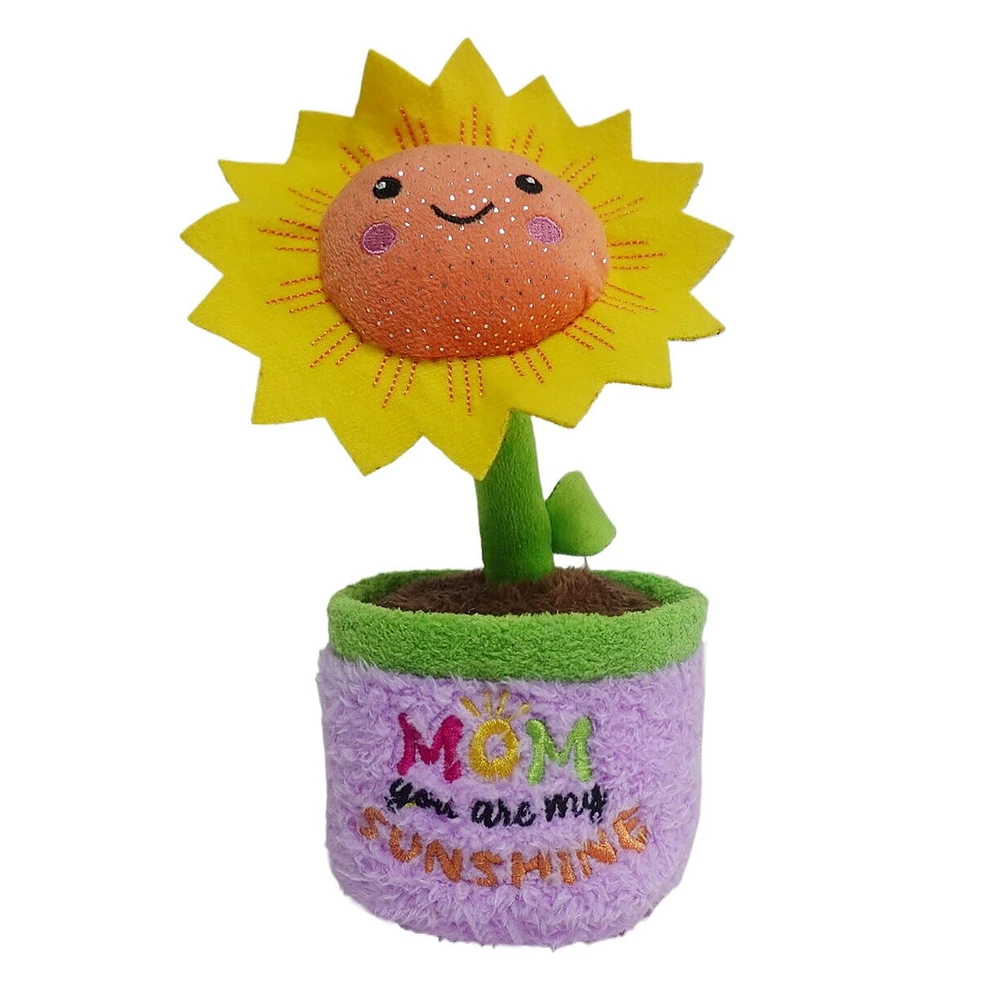 Way To Celebrate Mother's Day Plush Sunflower,9inch Height,for 3 years and up, Plush Flower
