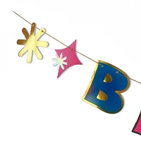 Packed Party Birthday Vibes Banner, Gold and Silver Accents