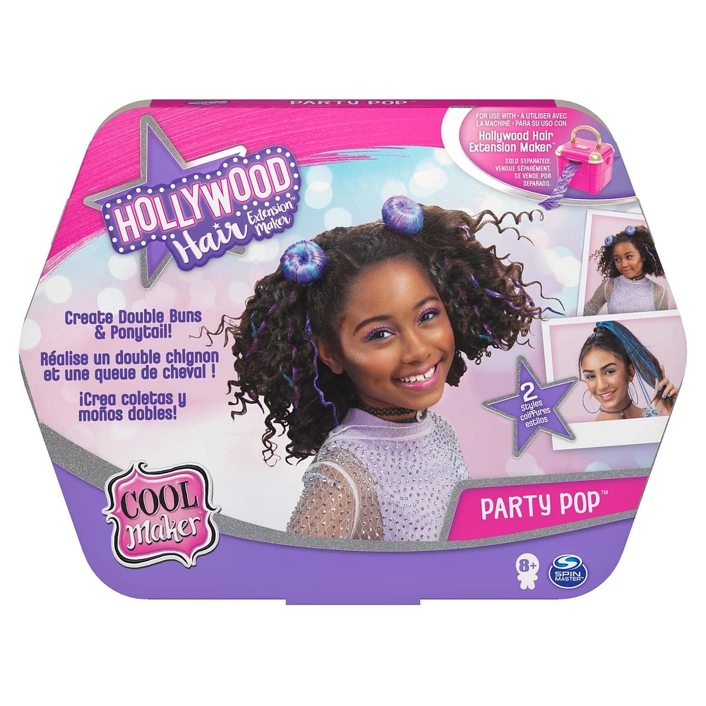 Cool Maker, Recharge créative Party Pop double chignon et queue de cheval à utiliser avec le Hollywood Hair Extension Maker