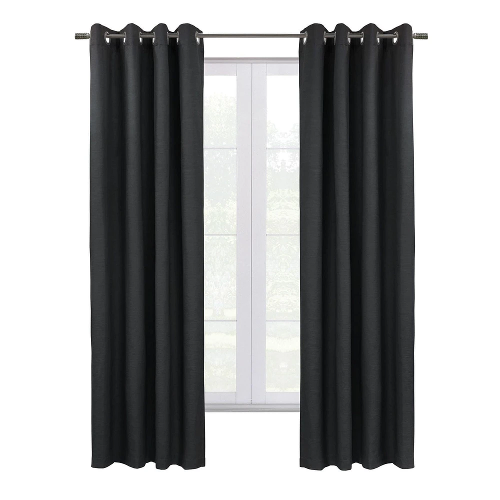 Liama pair de rideaux à oeillets 100% opaques par Thermaplus - 52 po x 63 po, noir