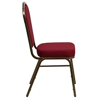 Chaise de banquet empilable de la série HERCULES avec dossier couronne en tissu bourgogne - Cadre doré