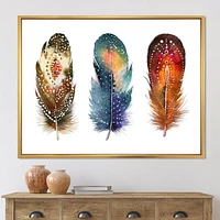 Designart Colourful Boho Feather Set IX FLOAT FRAME WALL ART