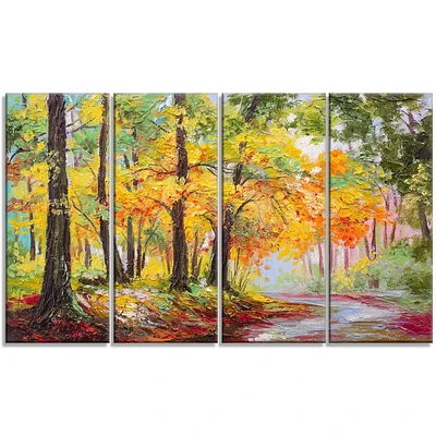 Art mural paysage en métal Design Art Forêt d'automne colorée à panneaux multiples