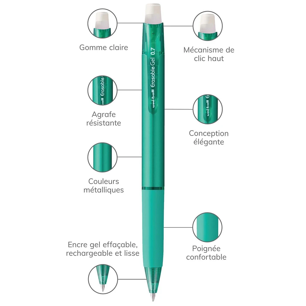 uniball™ Erasable Gel Retractable Pens, Medium Point (0.7mm), Business Colours, 4 Pack, Erasable Gel Pens