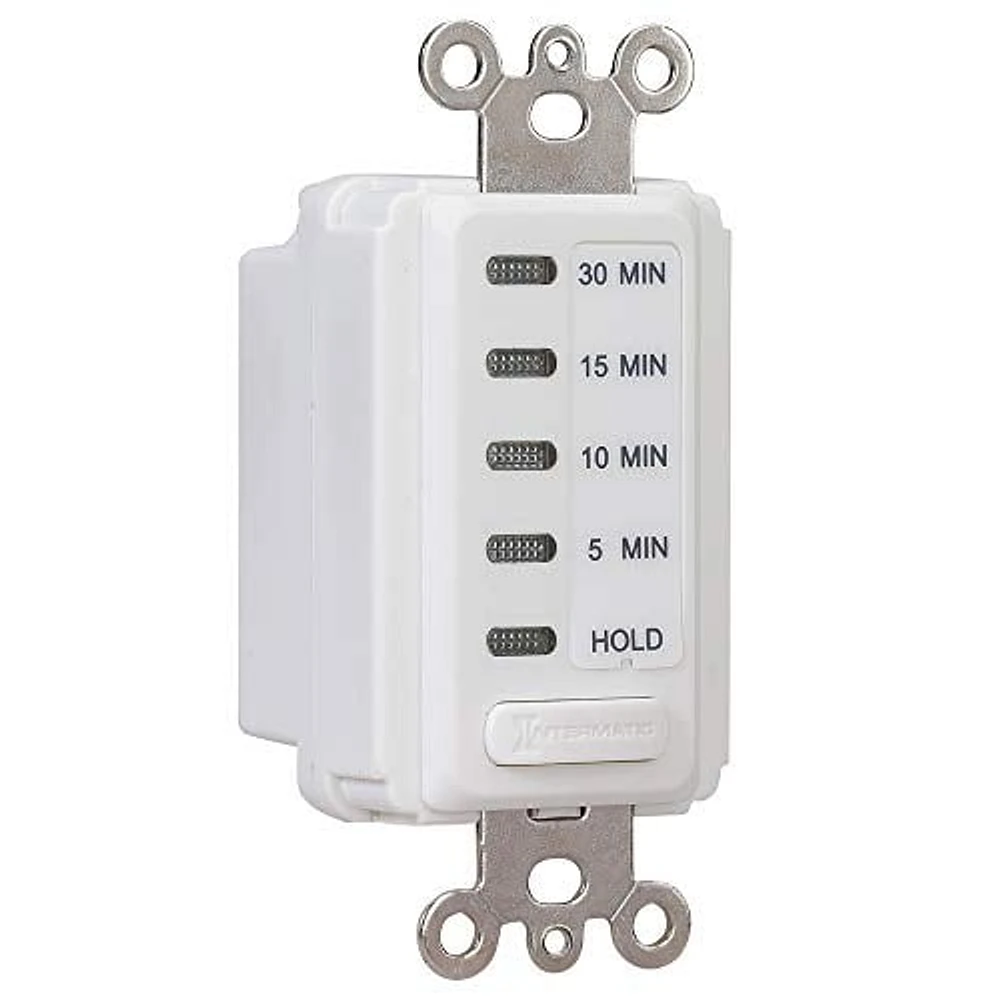 Intermatic Electronic Countdown Timer, 120 VAC, 60 Hz, Preset Times 5,10,15,30 Minute, With Hold, White