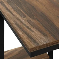 Monarch Specialties Table D'appoint, En Forme De C, Bout, Côté, Collation, Salon, Chambre À Coucher, Métal, Stratifié, Brun, Noir, Contemporain, Moderne
