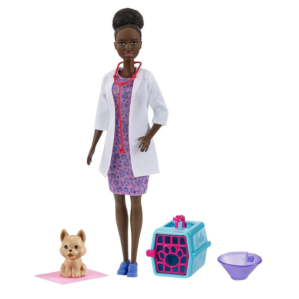 Barbie Vétérinaire et Accessoires avec Poupée Brune