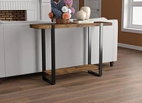 Safdie & Co. Console Table, 1 Shelf, Brown Reclaimed Wood Top & Black Metal Legs.