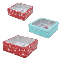 HOLIDAY TIME WINDOW SQUARE TIN
