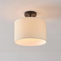 1-Light Matte Black Flush Mount Ceiling Light with White Linen Shade, 66000023, 1-Light Flush Mount Ceiling Light