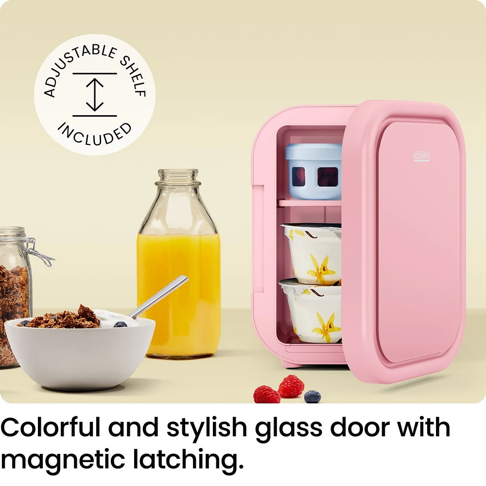Mini-réfrigérateur portable ICEMAN avec 6 canettes de 355 ml (12 oz), refroidit et chauffe, prise pour voiture incluse - Rose, Nouveau
