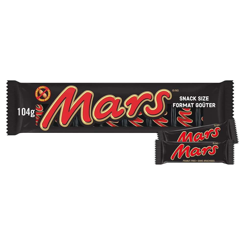 MARS, Peanut Free Chocolate Candy Bar, 8 Fun Size Bars, 104g, E-MARS MARS ORIG FS 8CT