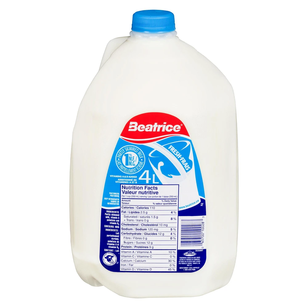 Beatrice Milk Jug 1% 4L, Bea 1% Milk Jug 4L