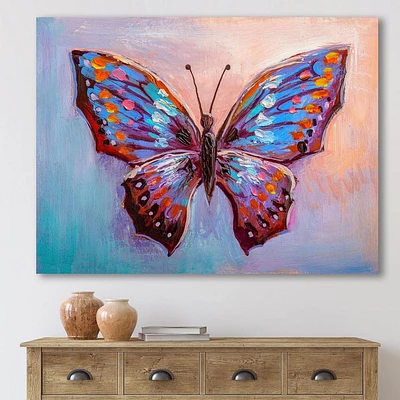 Designart Papillon Bleu Vintage II Art mural sur toile