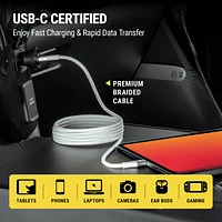 Scosche CCBM6WT-SP Strikeline 60W Magnetic USB-C to USB-C 6 Ft Braided Charging Cable White, USB-C/USB-C 6ft Mag Cbl
