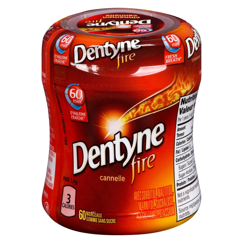 Dentyne Fire Cinnamon, Sugar Free Gum, 1 bottle (60 pieces), 60 count