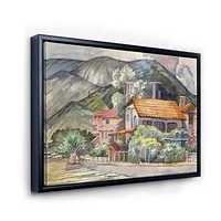 Designart Greek Landscape Off The Coast Of The Aegean Sea  FLOAT FRAME WALL ART