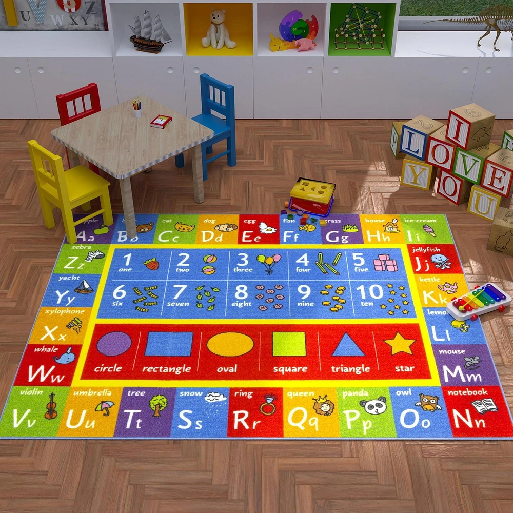 KC Cubs collection de récréation Alphabet ABC, nombres et formes d'apprentissage éducatif et tapis de jeu pour enfants et enfants chambres et salle de jeux